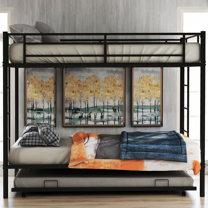 Tammy Space-saving Metal Twin Over Bunk Bed With Trundle, Black