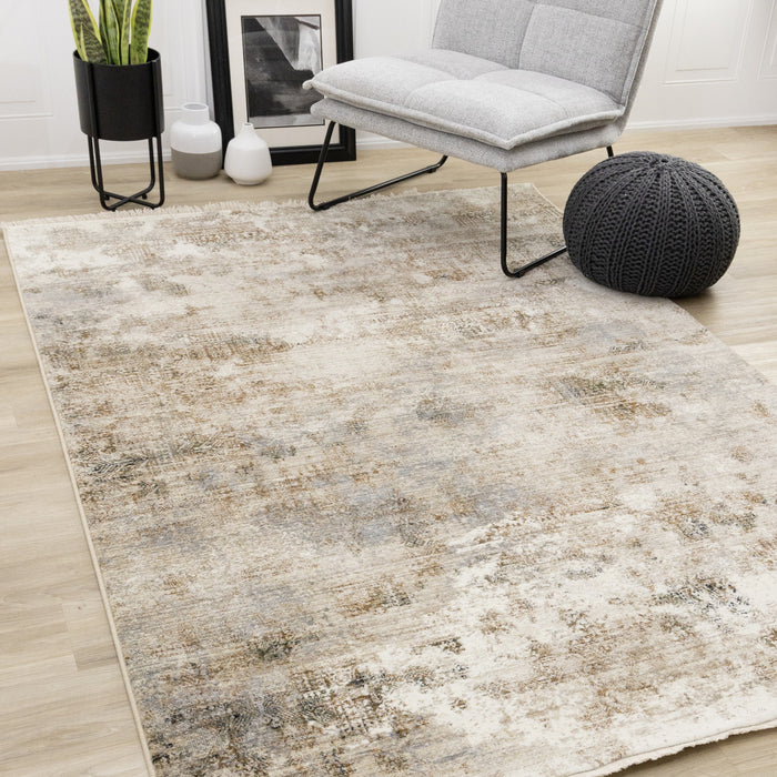 Sydney Beige Grey Cream Distressed Area Rug - 7'10\" x 10'2\"
