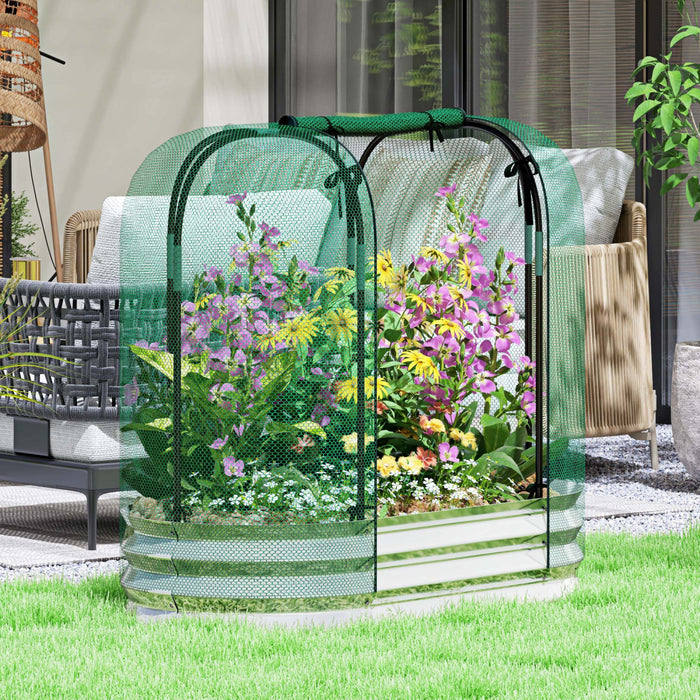 Outsunny Galvanized Raised Garden Bed With Crop Cage, Metal Planter Box