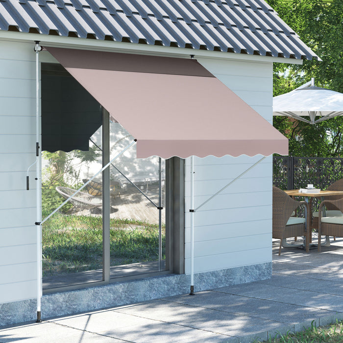 Outsunny 6.6'x5' Manual Retractable Patio Awning Window Door Sun Shade Deck Canopy Shelter Water Resistant Uv Protector Beige