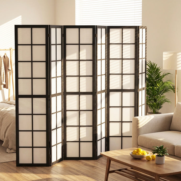 HOMCOM 6 Panel Room Divider, 5.6 ft Folding Privacy Screen, Black