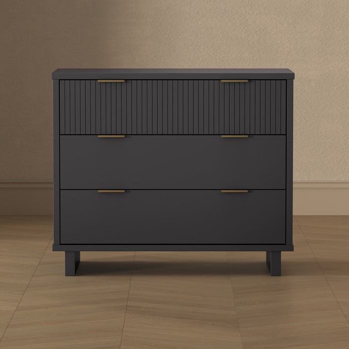 Elara Contemporary 38\" Solid Wood Dresser in Charcoal Gray (3-Drawer)