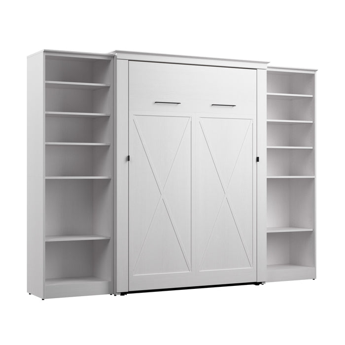 Bestar Key West Full Murphy Bed with Closet Organizers (113 W) - Pure White Oak