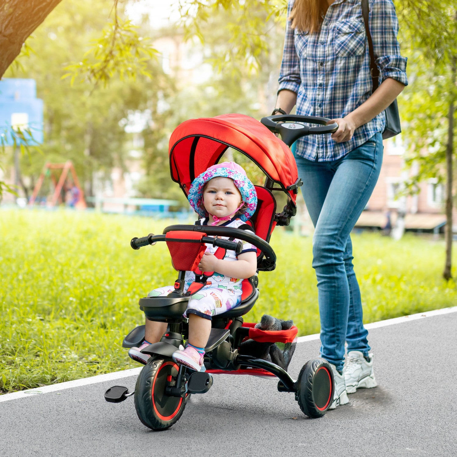 Aosom 6 in 1 Toddler Tricycle Kids Trike With Rotatable Seat Adju. The Brick