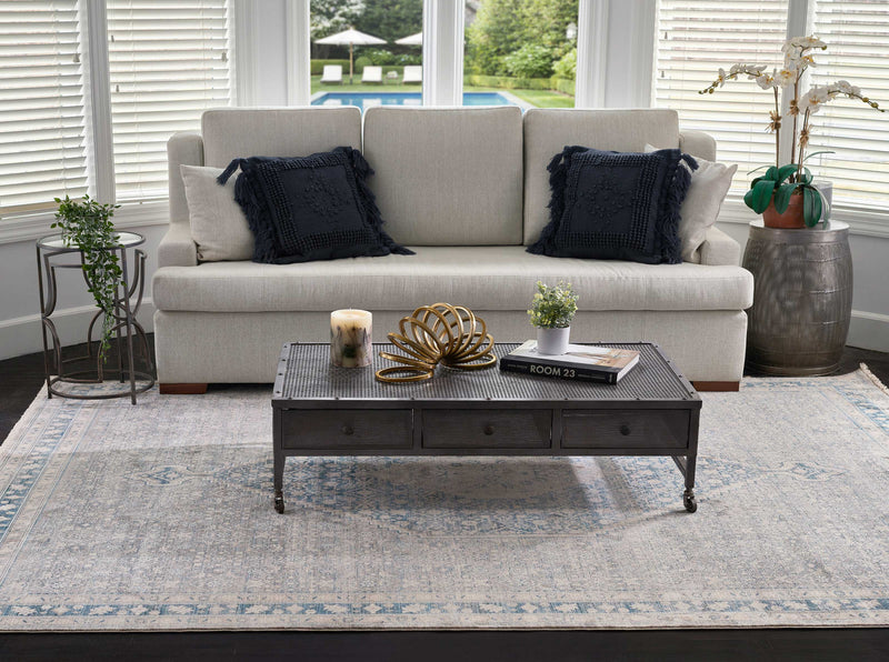 Lucia Traditional 8'0\" x 10'0\" Area Rug in Blue Indoor Area Rug