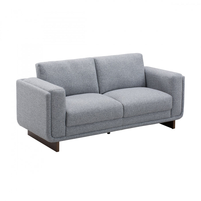 Caden 67 in. Textured Weave Fabric Loveseat with Block Arms and Wood Legs - Grey
