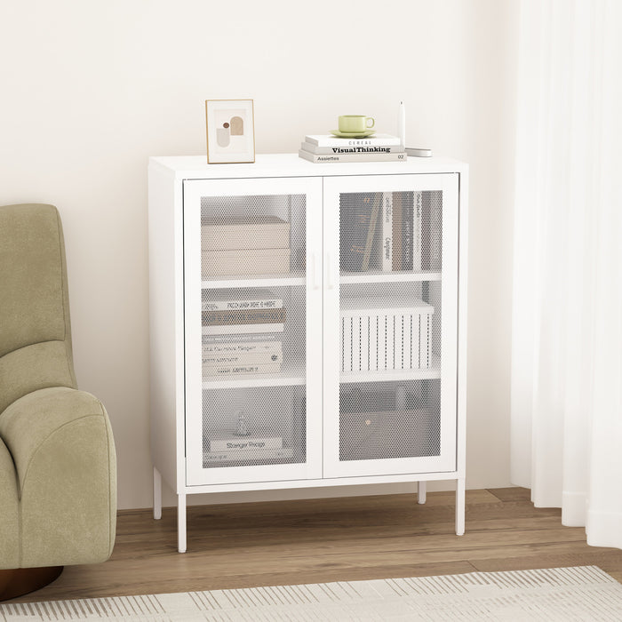 Amelia Modern 32\" Metal Accent Cabinet in White