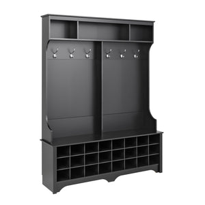 Hall Tree with 24 Shoe Cubbies - Black
