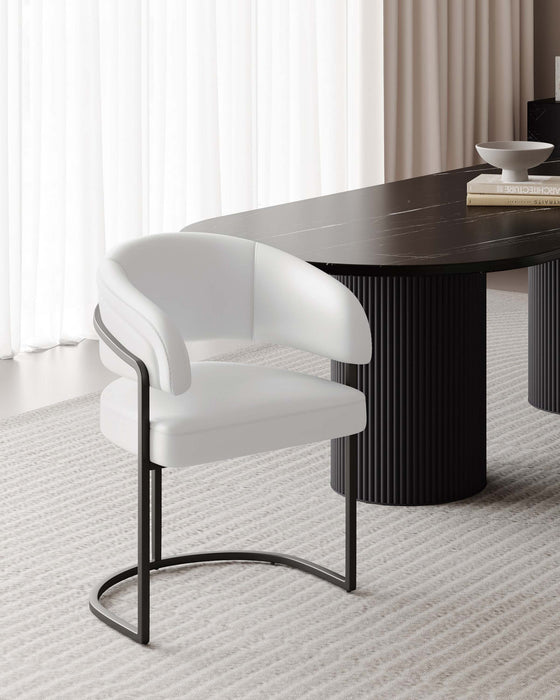 Augusta Modern Metal Vegan Leather Dining Chair in White