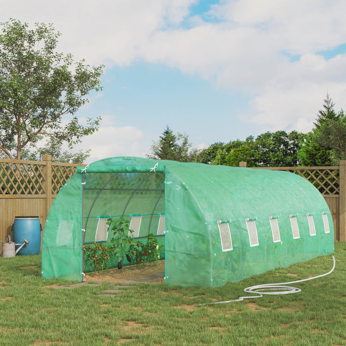 Outsunny 26.2' X10' X 6.7' Large Walk In Tunnel Greenhouse Garden Plant Seed Green House Premium Steel Frame