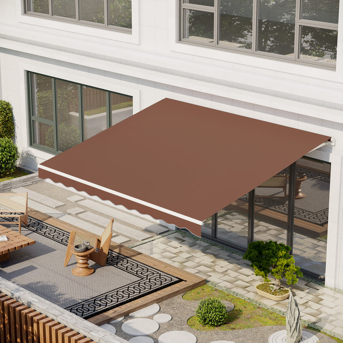 Outsunny 10' X 13' Electric Retractable Awning W/ Remote Controller, Coffee