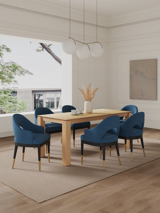 Carrington and Rockaway Modern Industry Chic 7-Piece Dining Set in Midnight Blue and Natural