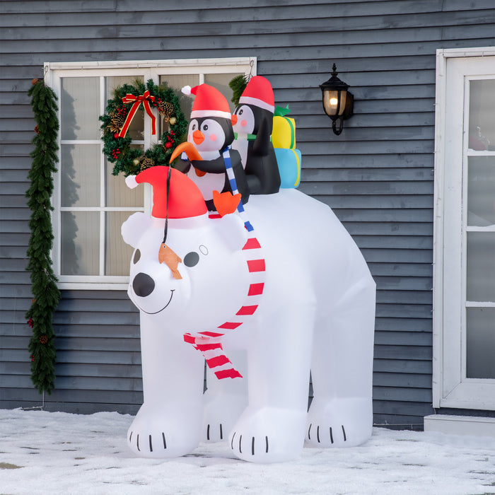 Homcom 7ft Polar Bear Inflatable Christmas Decoration
