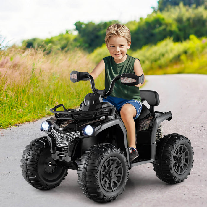 Costway 12v Kids Ride On Atv 4 Wheeler Electric Vehicle With Music & Headlights Soft Start Black