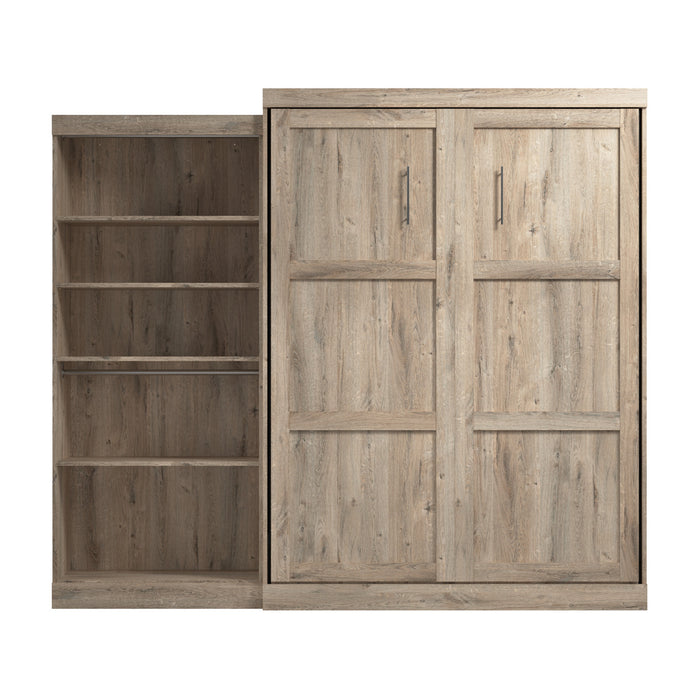 Bestar Pur Queen Murphy Bed with Closet Organizer (101 W) - Rustic Brown