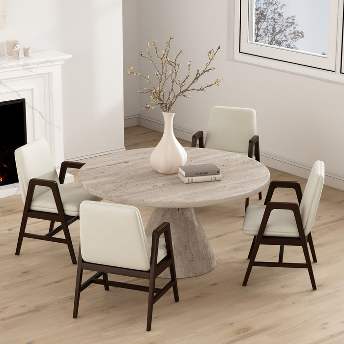 Stella Modern Velvet Wood Armchair in Cream - Set of 4
