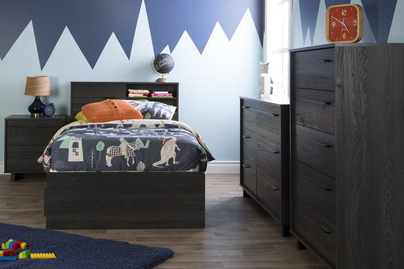 Fynn Storage Bed And Bookcase Headboard Set Gray Oak - South Shore