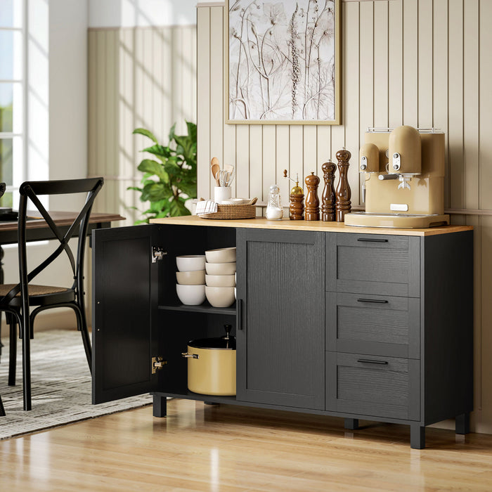 HOMCOM 47\" Buffet Cabinet with Soft-Close Doors, Modern Sideboard, Black