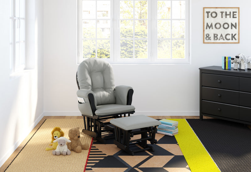 Storkcraft Hoop Glider and Ottoman - Black/Light Gray