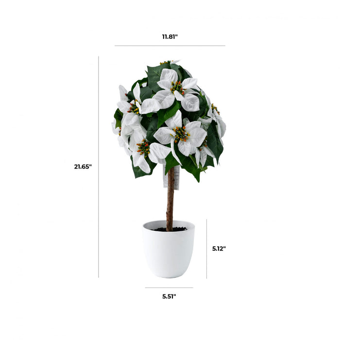 Tabletop White 22\" Poinsettia Tree