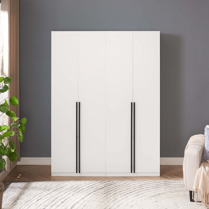 Lee Modern 32\" Wardrobe Closet in White - Set of 2 Armoire