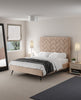 Crosby Modern Upholstered Velvet Queen Bed in Nude | Lit Queen Moderne Crosby Rembourre en Velours Nude