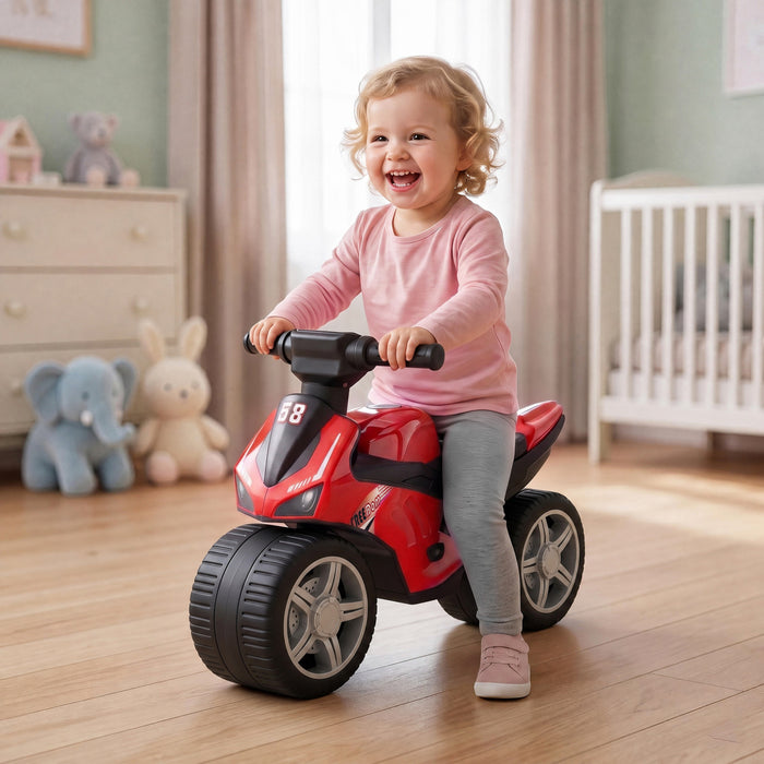 Qaba Balance Bike for Toddlers 1-3 Years, Baby Balance Bike with Music and Extra-Wide Tires for Boys and Girls, Red