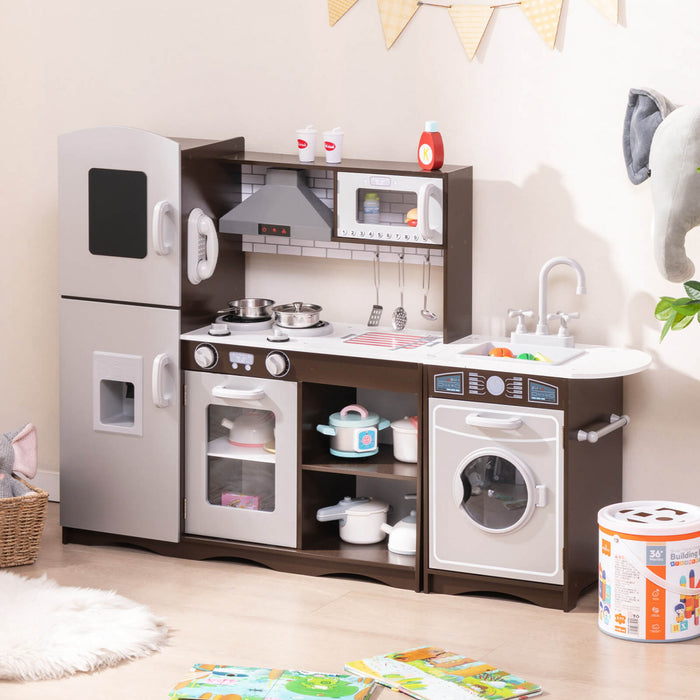 Costway Kids Kitchen Playset With Realistic Lights & Sounds Ice Maker Stoves Sink Oven
