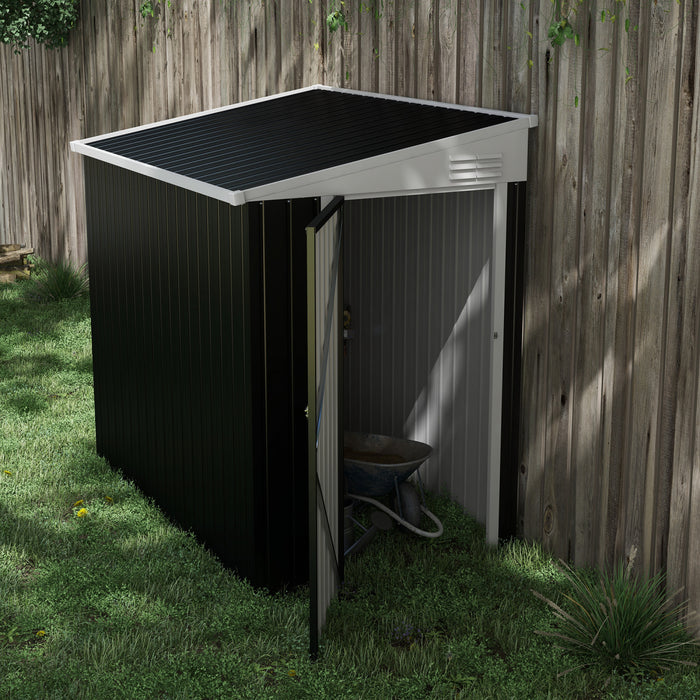 Outsunny 4' X 6' Steel Garden Storage Shed Lean To Shed Outdoor Metal Tool House With Lockable Door And 2 Air Vents For Backyard, Patio, Lawn