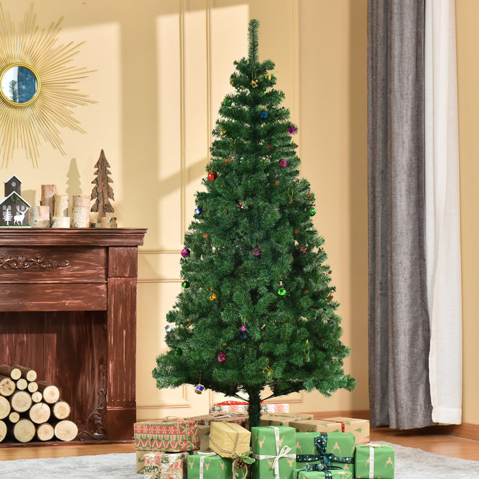 Homcom 6ft Artificial Christmas Tree With Decoration Ornament And 624 Branch Tips