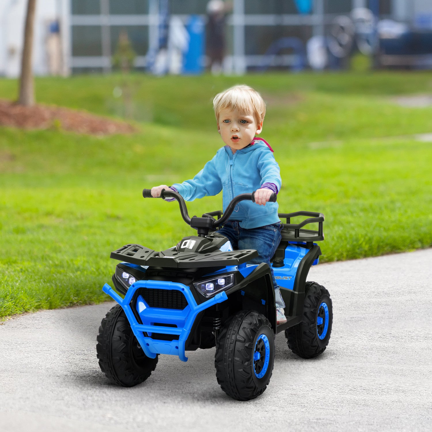 Eve くじ Under Blue Qaba Kids Atv, 4 Wheeler, 12v Battery Powered Ride-On