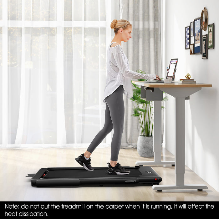 Superfit 2.25hp 2 In 1 Dual Display Folding Treadmill Jogging Machine W/app Control Black