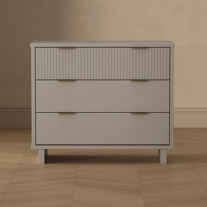 Elara Contemporary 38\" Solid Wood Dresser in Light Gray (3-Drawer)