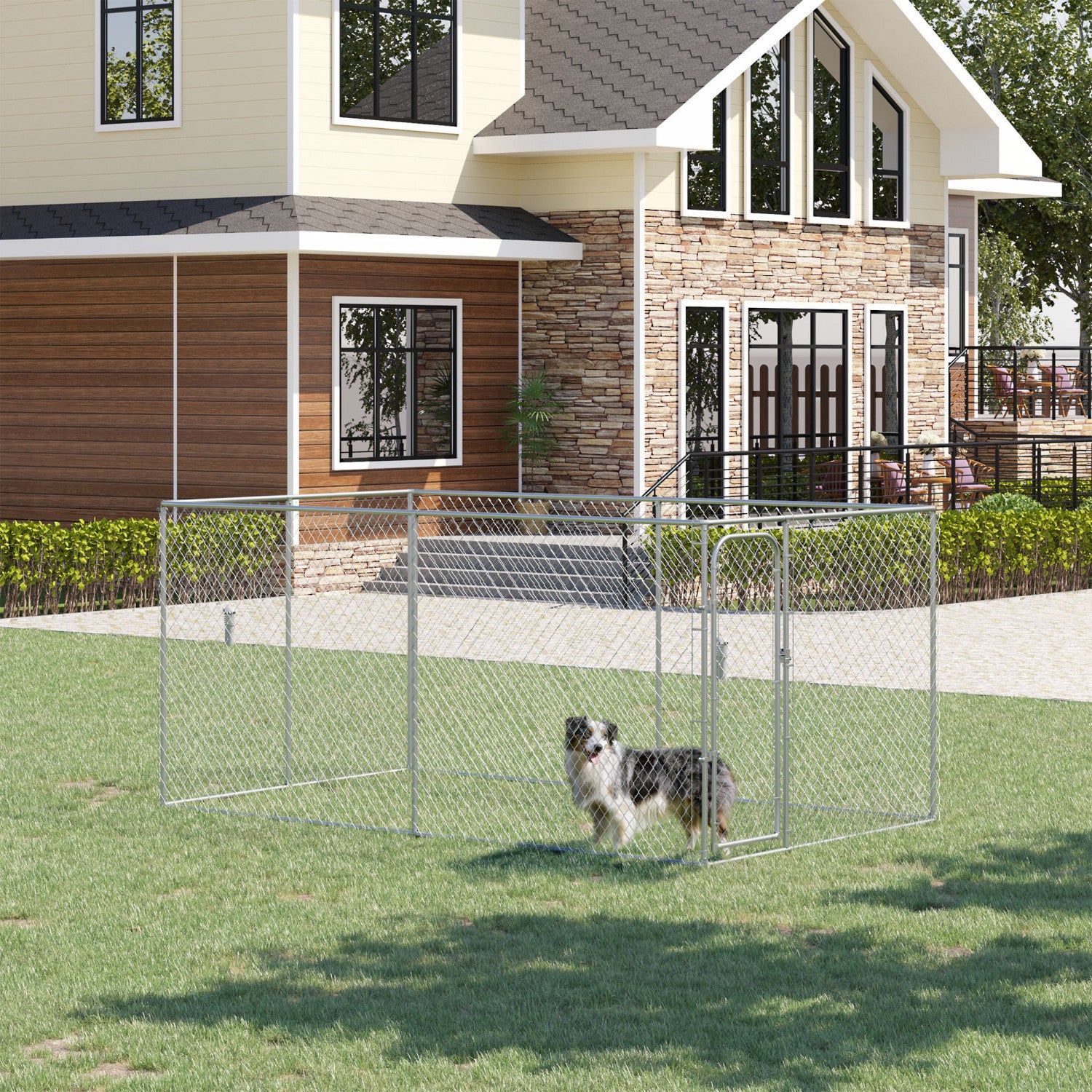 Pawhut 99 Dog Playpen Outdoor, Walk-in Dog Run Kennel