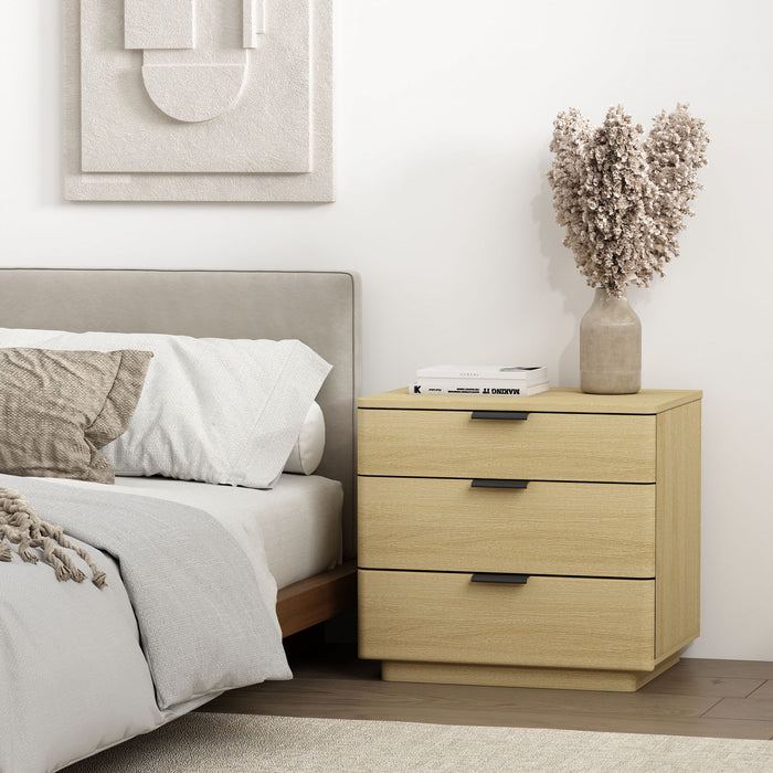 Payton Modern 26\" Nightstand in Natural Oak (3-Drawer)