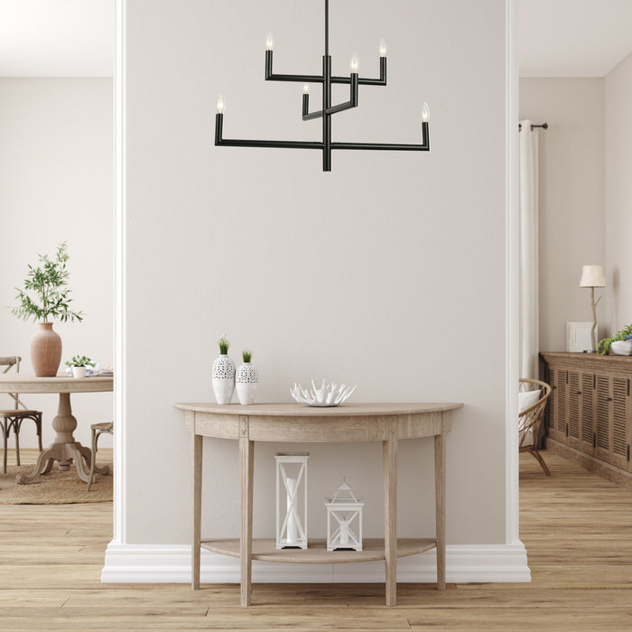 Dainolite Nora 6 Light Chandelier Matte Black Finish Lamp