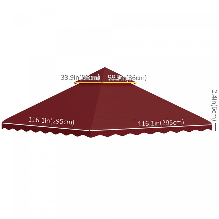 Outsunny 10' X 10' Gazebo Replacement Canopy, 2-tier Gazebo Cover Burgundy