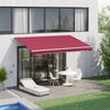 Outsunny 13' X 8' Manual Retractable Patio Awning Sun Shade Outdoor Deck Window Door Canopy Shelter |Store Banne Manuel Retractable Alu. Polyester Impermeabilise Haute Densite 4 X 2,5 M Bordeaux