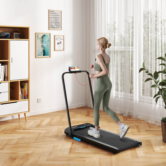 Costway 3 In 1 Folding Treadmill With Remote Control Led Display And App For Home Blue