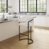 Augusta Modern Metal Upholstered Barstool in White | Tabouret de bar moderne Augusta en metal et tissu, coloris blanc