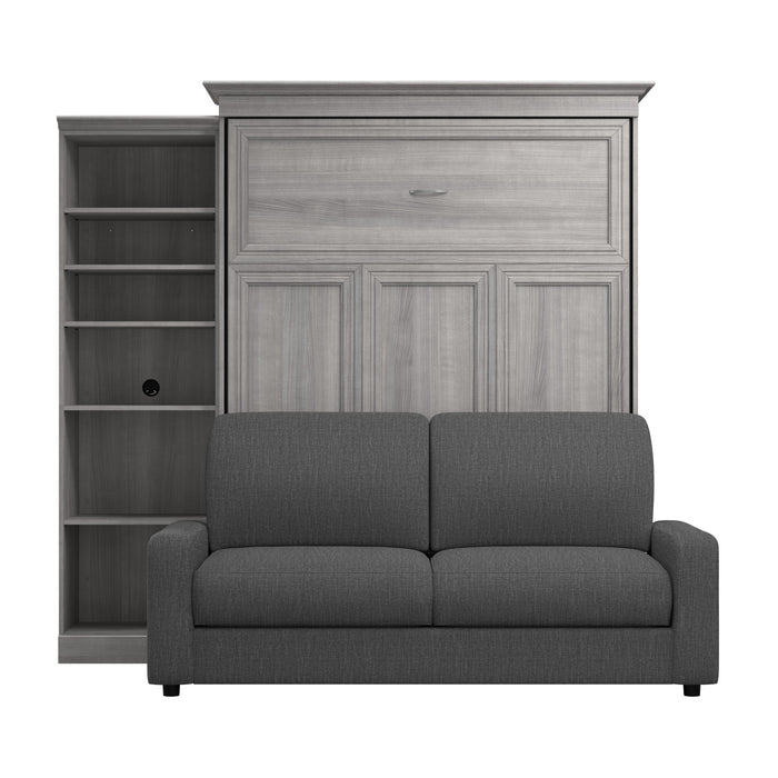 Bestar Versatile Queen Murphy Bed with Sofa and Closet Organizer (92 W) - Platinum Grey