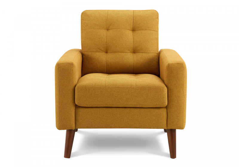 31\" Wide Upholstered Accent Chair, Orange Fabric, Mid Century Accent Chair