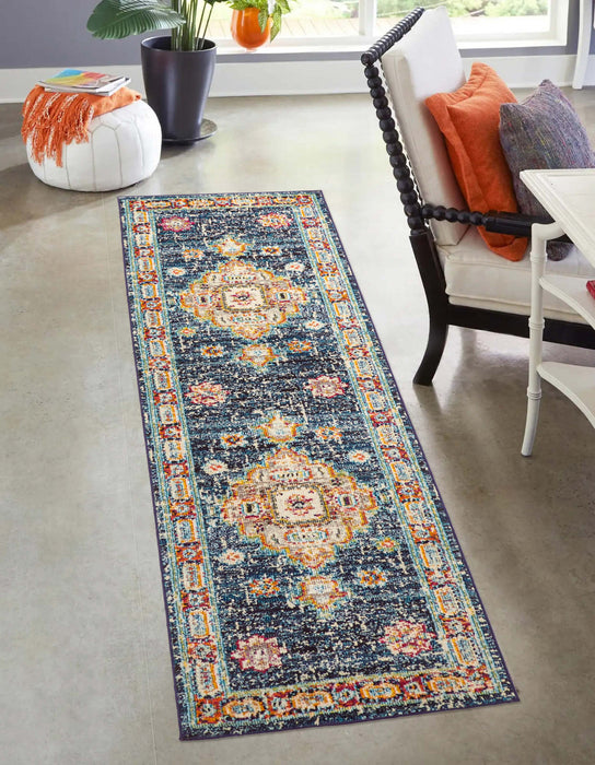 Lotus Navy Rug 2'8\" x 8'2\"