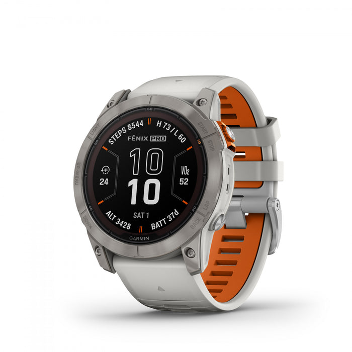 Garmin Fenix® 7x Pro Gps Smartwatch - Health Monitoring With Solar Charging, 51mm - Titanium/orange