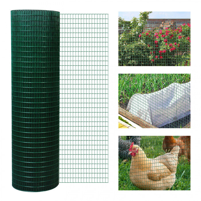 Pawhut Chicken Wire Fencing 98' X 3', 1\" X 0.5\" Rectangle Chicken Wire For Crafts Garden Poultry, Metal Hardware Cloth Netting For Chicken Coops, Rabbit Cage, Dark Green