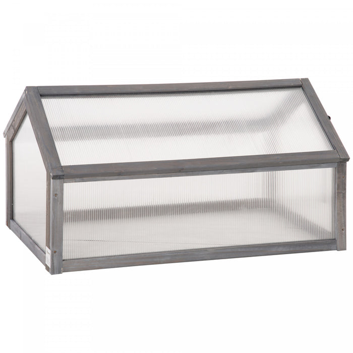 Outsunny Wooden Cold Frame Greenhouse Garden Portable Raised Planter With Openable Top For Indoor, Outdoor, Flowers, Vegetables, Plants, 35.5\" X 20.5\" X 19.5\", Grey