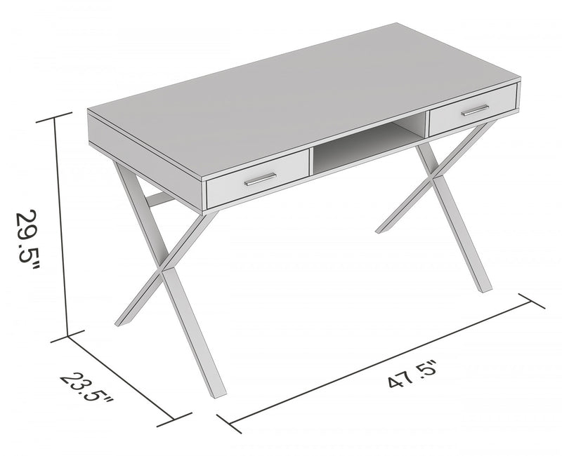 47” Computer Desk With 2 Drawers And 1 Shelf - Brown Reclaimed Wood With Black Metal