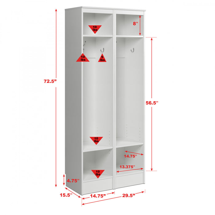 2-shelf Narrow Hall Tree - White (set Of 2)