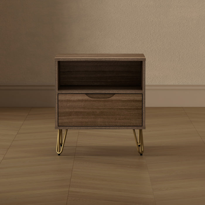 Avira Mid-Century Modern 20\" Nightstand in Brown (1-Drawer)