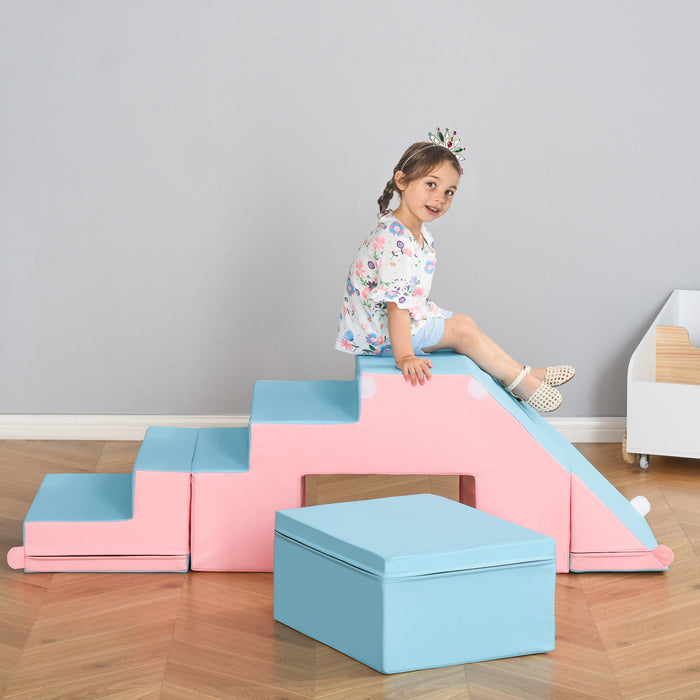 Qaba Kids Crawl And Climb Foam Play Set Toddler Nugget 2-piece Interactive Set For Climbing, Crawling, Sliding Play Zone For Baby Preschooler 1-3 Years